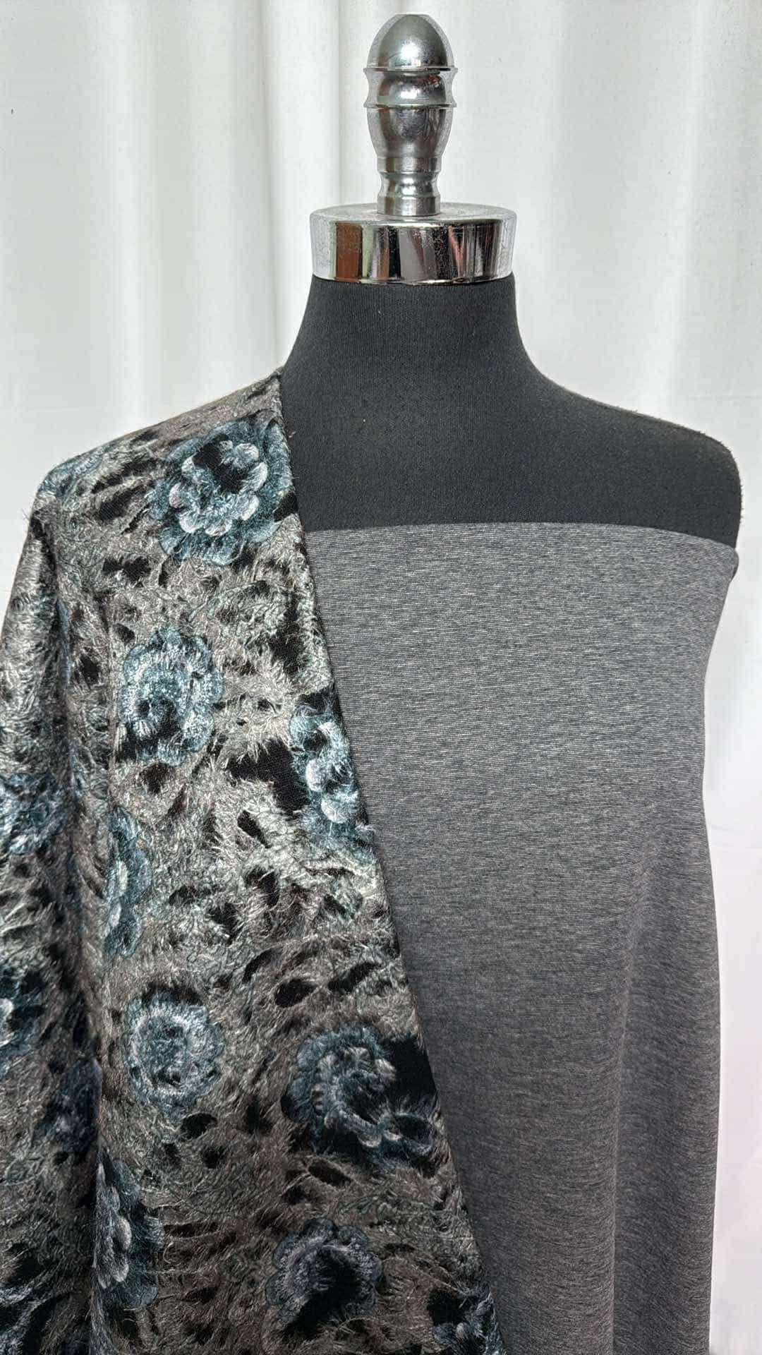 FELTED/CHARCOAL BUNDLE : 2YD Charcoal 2-Tone Nylon Ponte & 2YD Felted Wool-Blend Woven : A26910