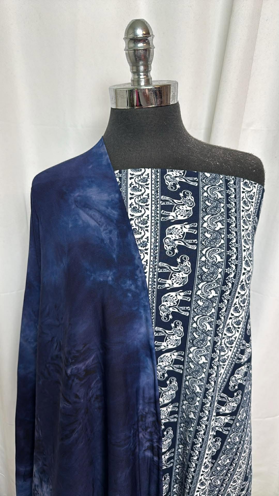 NAVY TIE DYE/ELEPHANT BUNDLE : 2YD Elephant DBP & 2YD Navy Tie Dye DBP : A30534