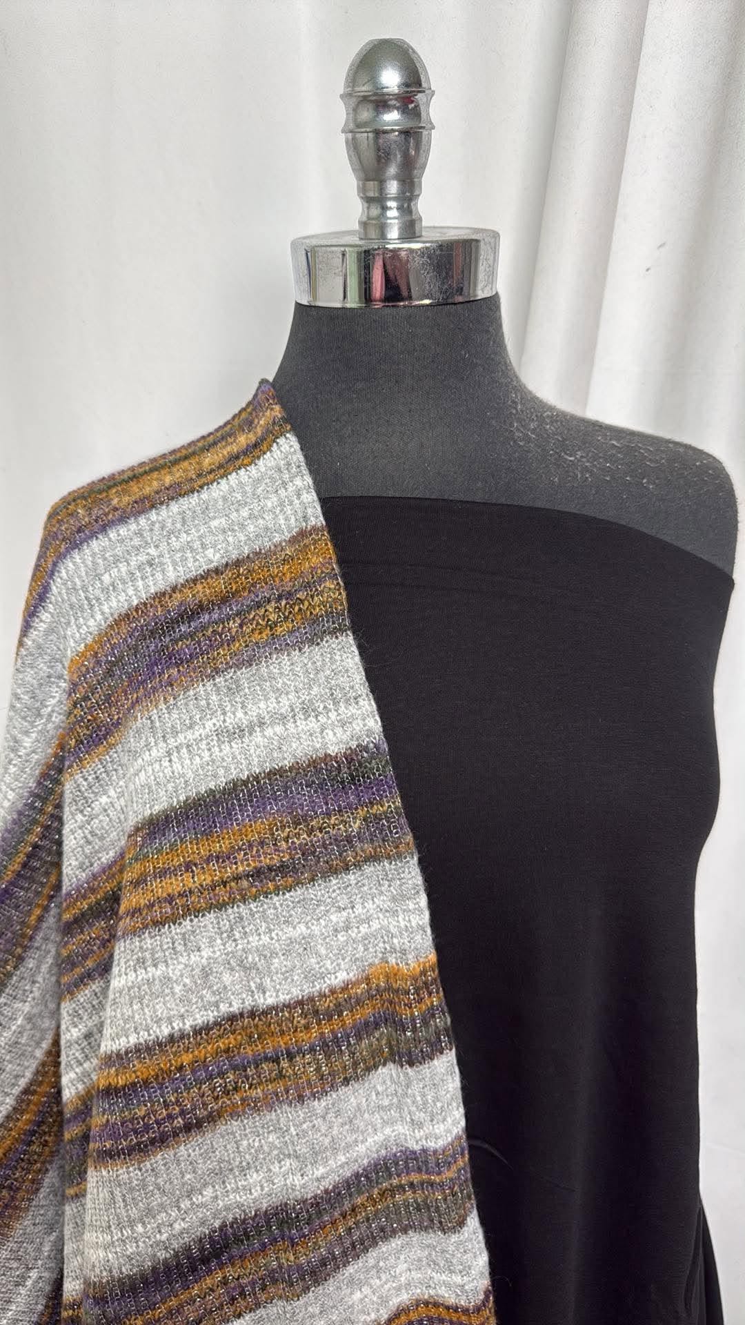BLACK/GOLD-PURPLE STRIPE BUNDLE : 2YD Black Pima Cotton & 2YD Gold/Purple Stripe SK : A30978