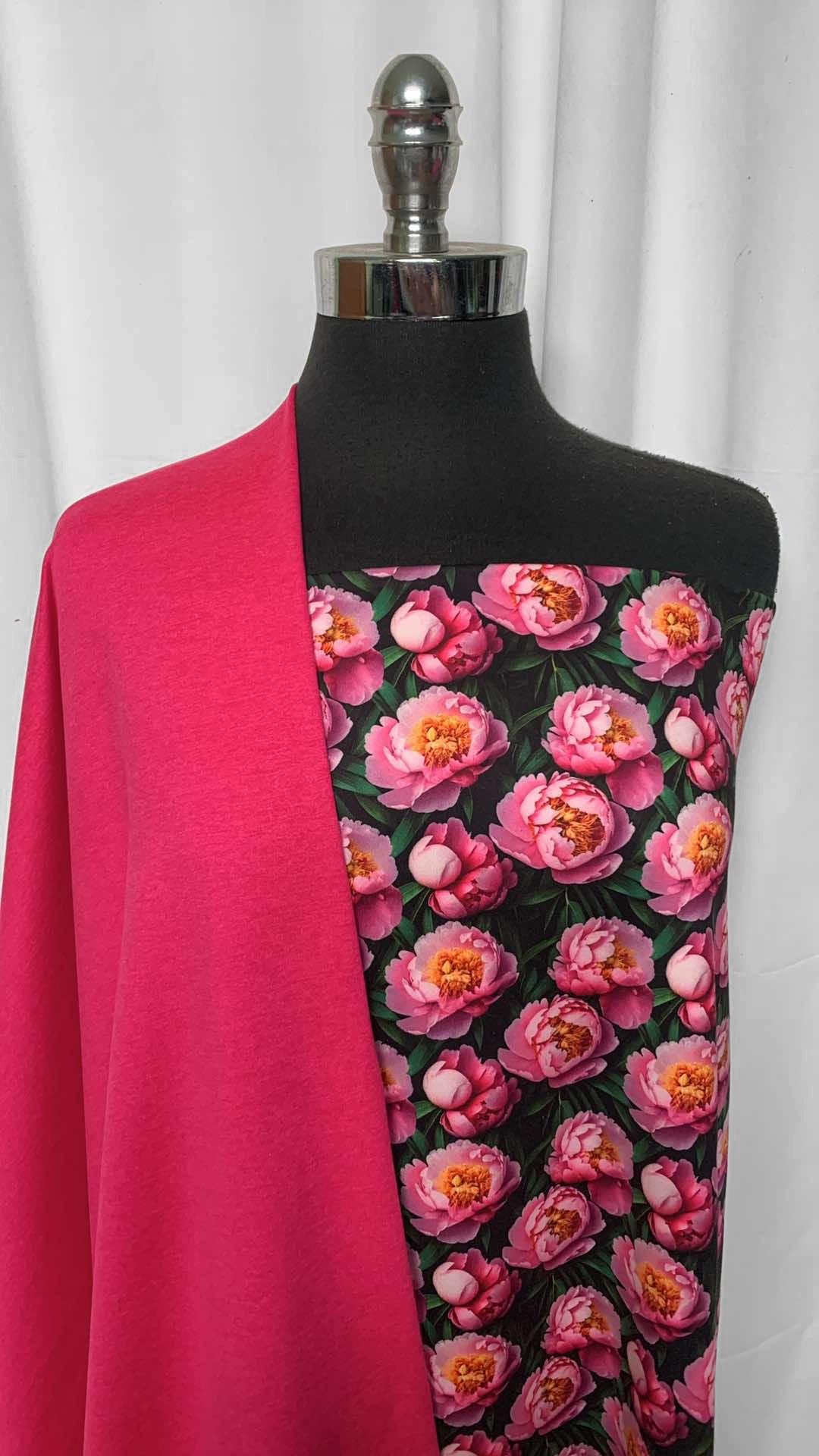 MAGENTA/PEONIES BUNDLE : 2YD Peonies Peached PF & 1.5YD Magenta Peached PF : A25822