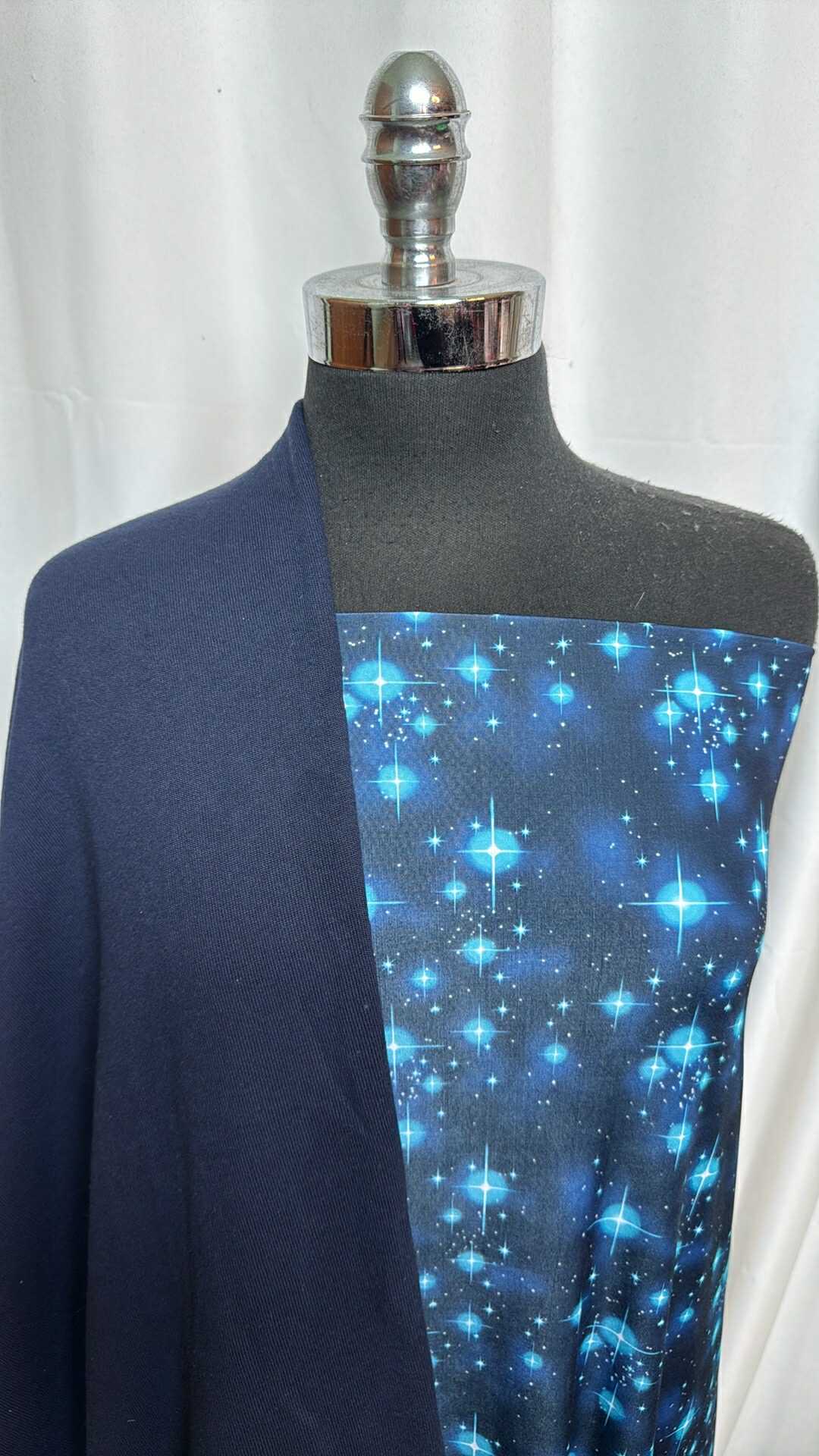NAVY GALAXY BUNDLE : 2YD Navy Galaxy ITY & 2YD Navy Sweatshirt Fleece (72" Wide) : A28300