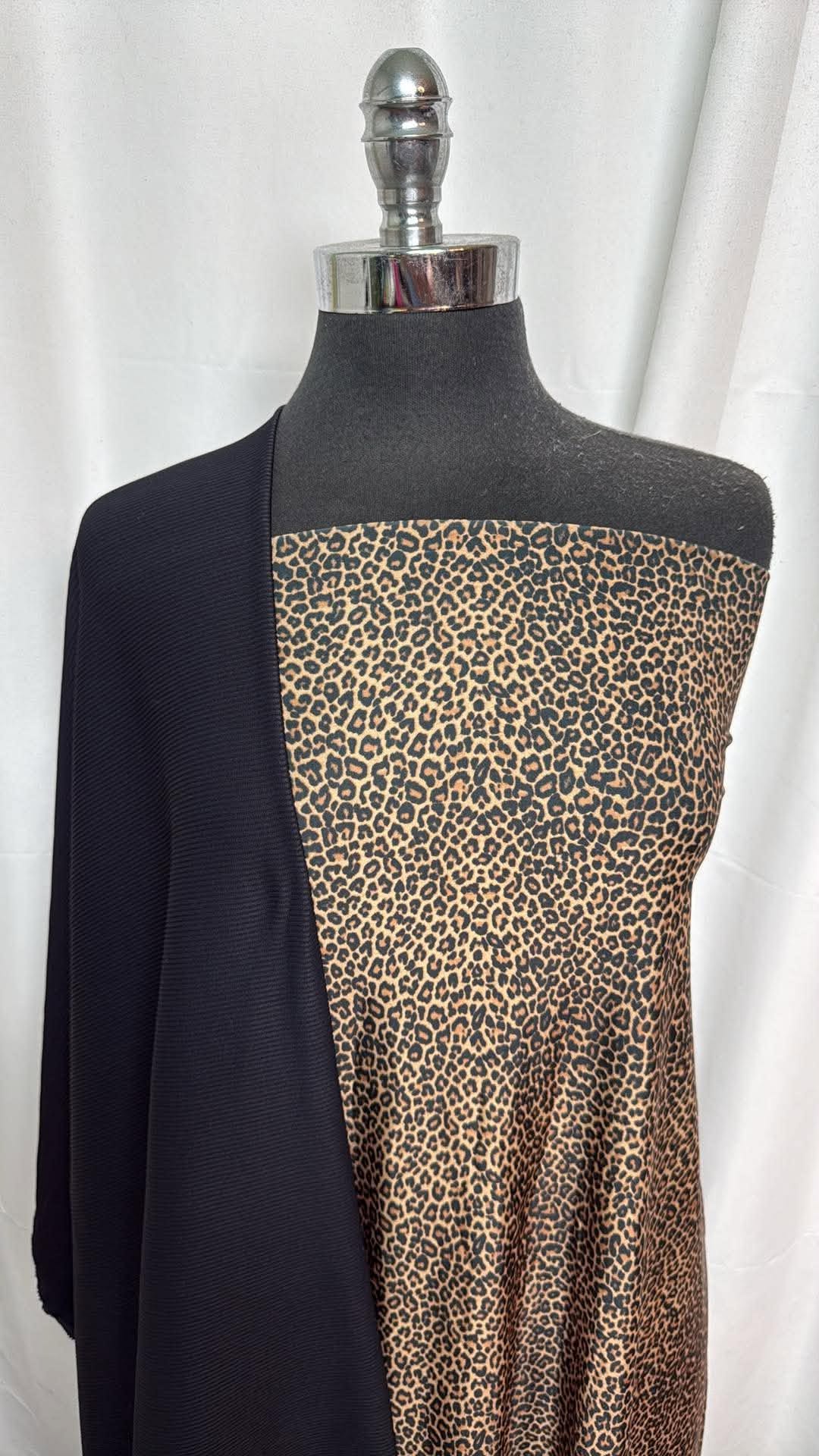 BLACK/BROWN LEOPARD BUNDLE : 2YD Brown Leopard N/S Swim & 1YD Black N/S Rib Swim (42" Wide) : A30600