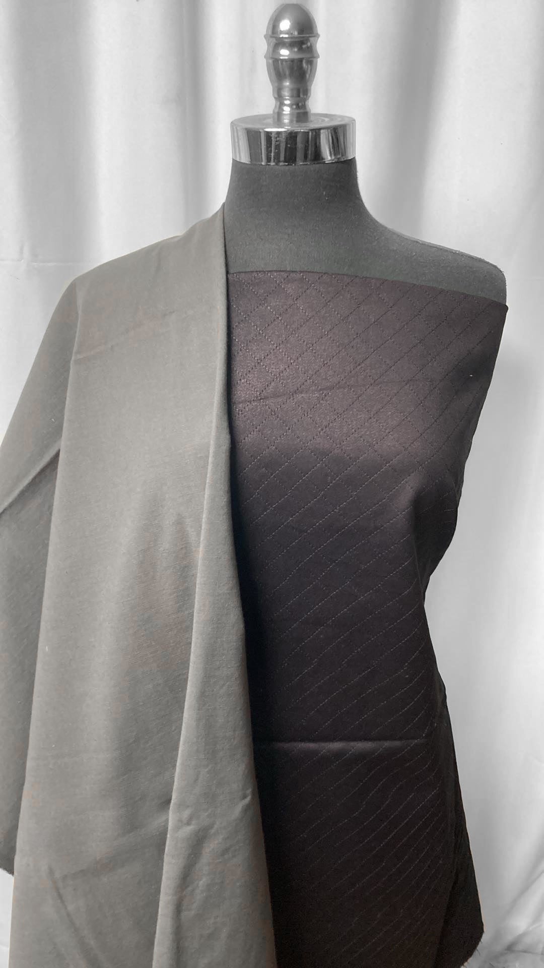 GREY/BLACK "QUILTED" BUNDLE : 1.5YD Grey Stretch Twill & 1.5YD "Quilted" Denim : A25146