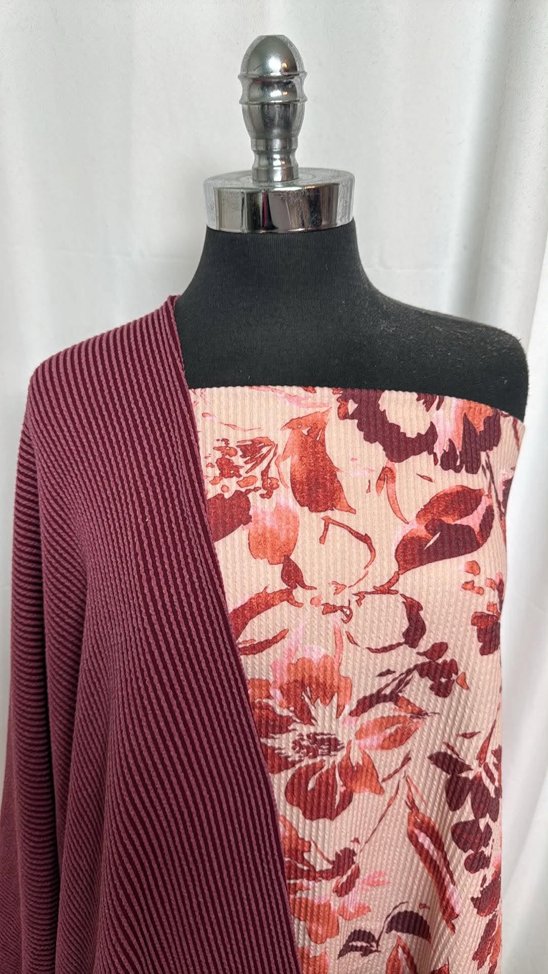 DOUBLE URBAN RIB BUNDLE : 30" Cut of Floral Urban Rib & 1+YD Solid Urban Rib : A30558