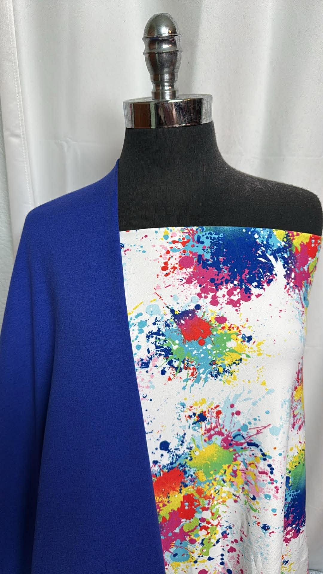 ROYAL/SPLATTER BUNDLE : 1.5YD Splatter Single-Brushed PF & 2YD Royal Blue Pop Peached PF (Read Descr.) : A29963