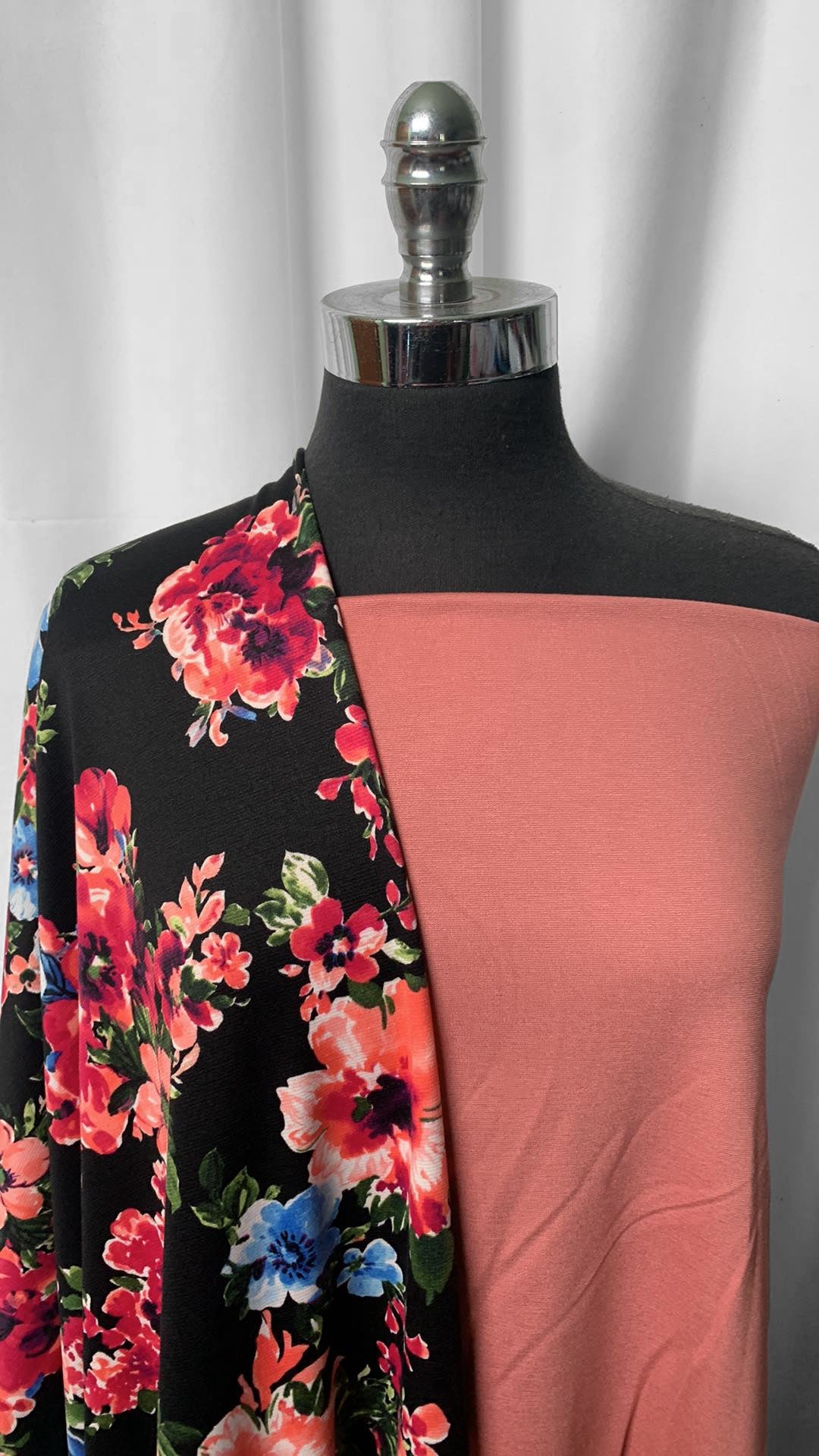 MAUVE/BLACK FLORAL BUNDLE : 2YD Floral Ponte & 2YD Nylon Ponte : A25097