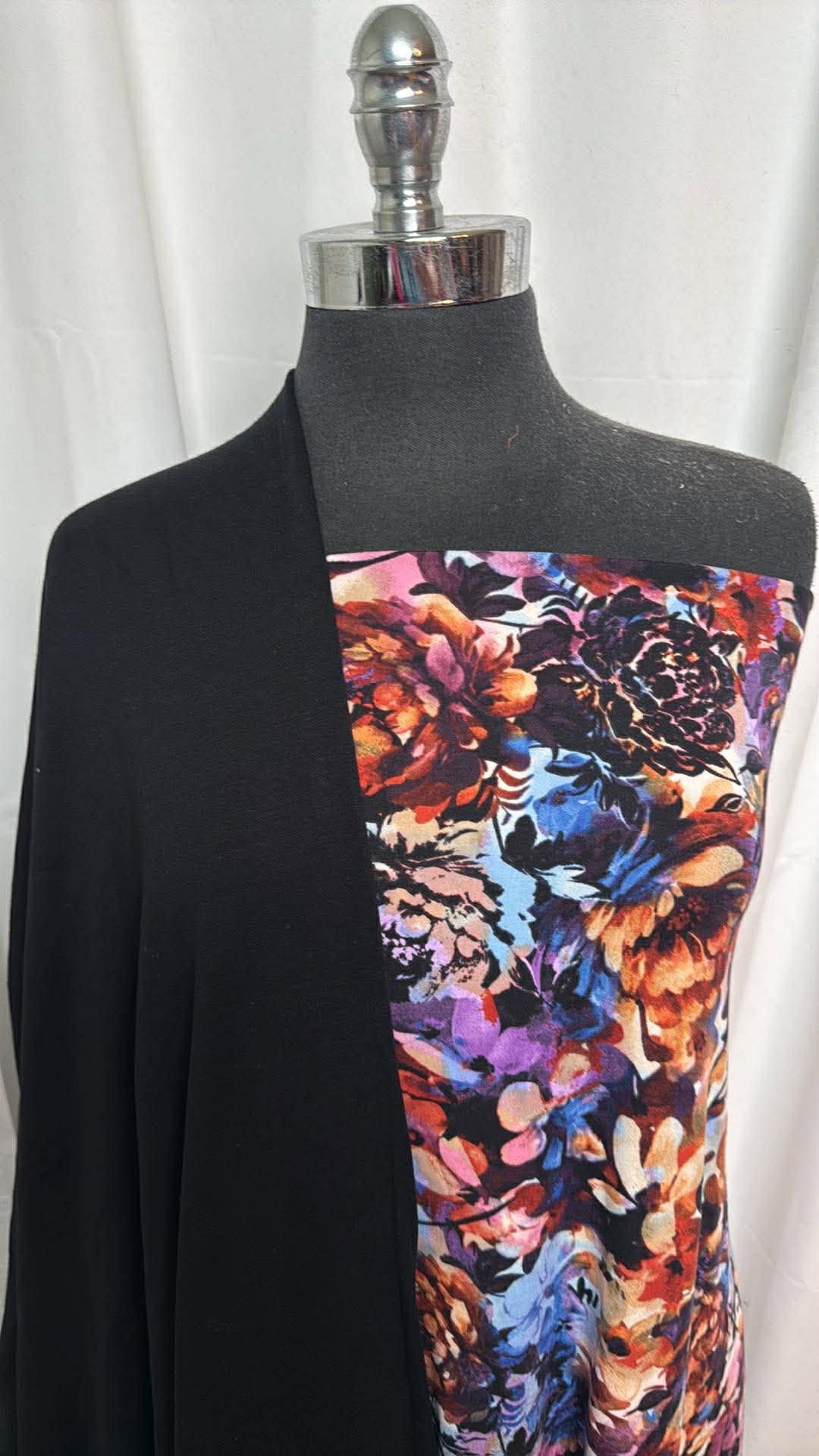 BLACK/FLORAL COLLAGE BUNDLE : 2YD Black Brushed FT & 2YD Floral Collage DBP : A30258