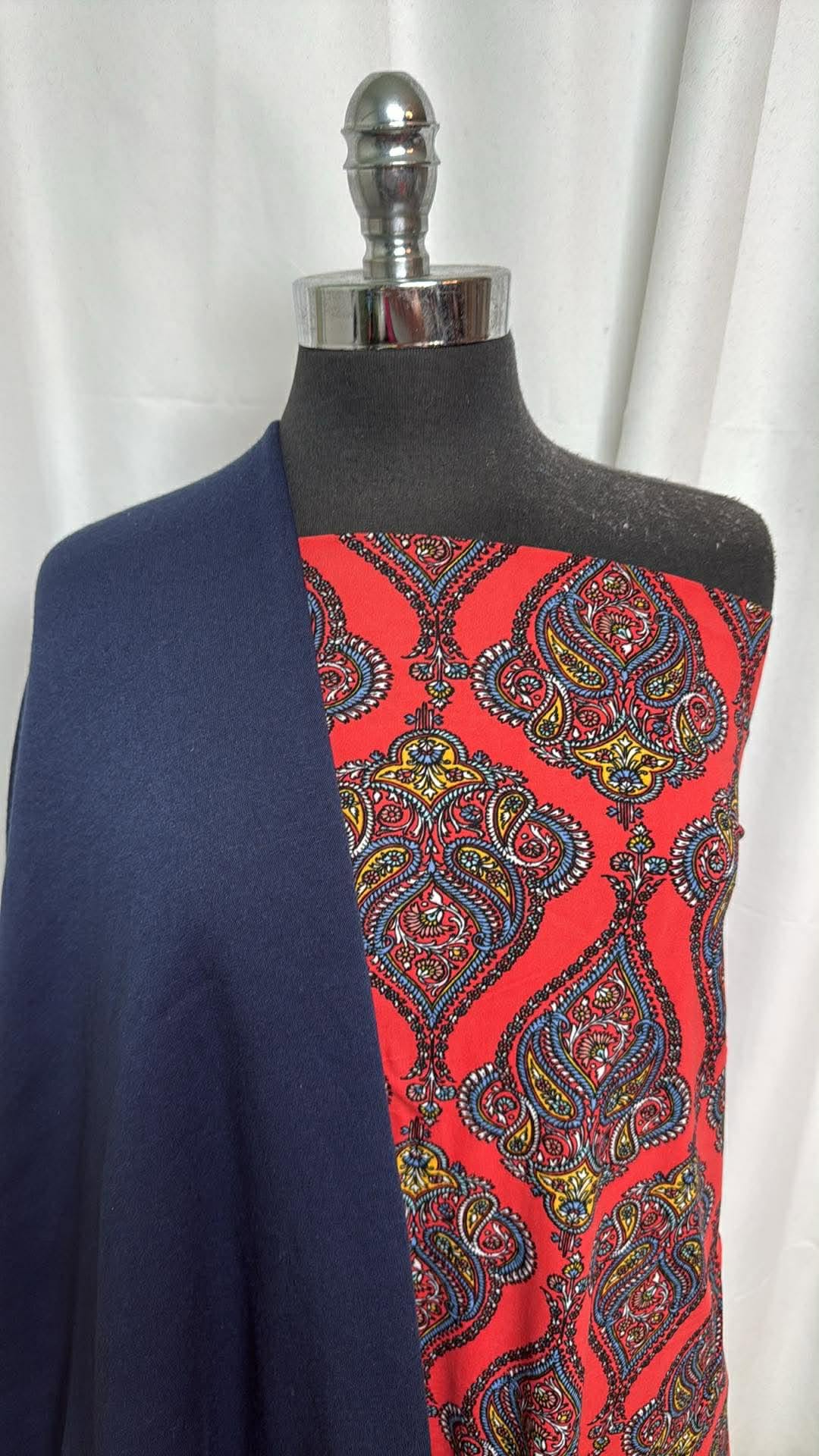 NAVY/RED ELEGANCE BUNDLE : 2YD Red Elegance DBP & 2YD Navy Sweatshirt Fleece (72" Wide) : A30546