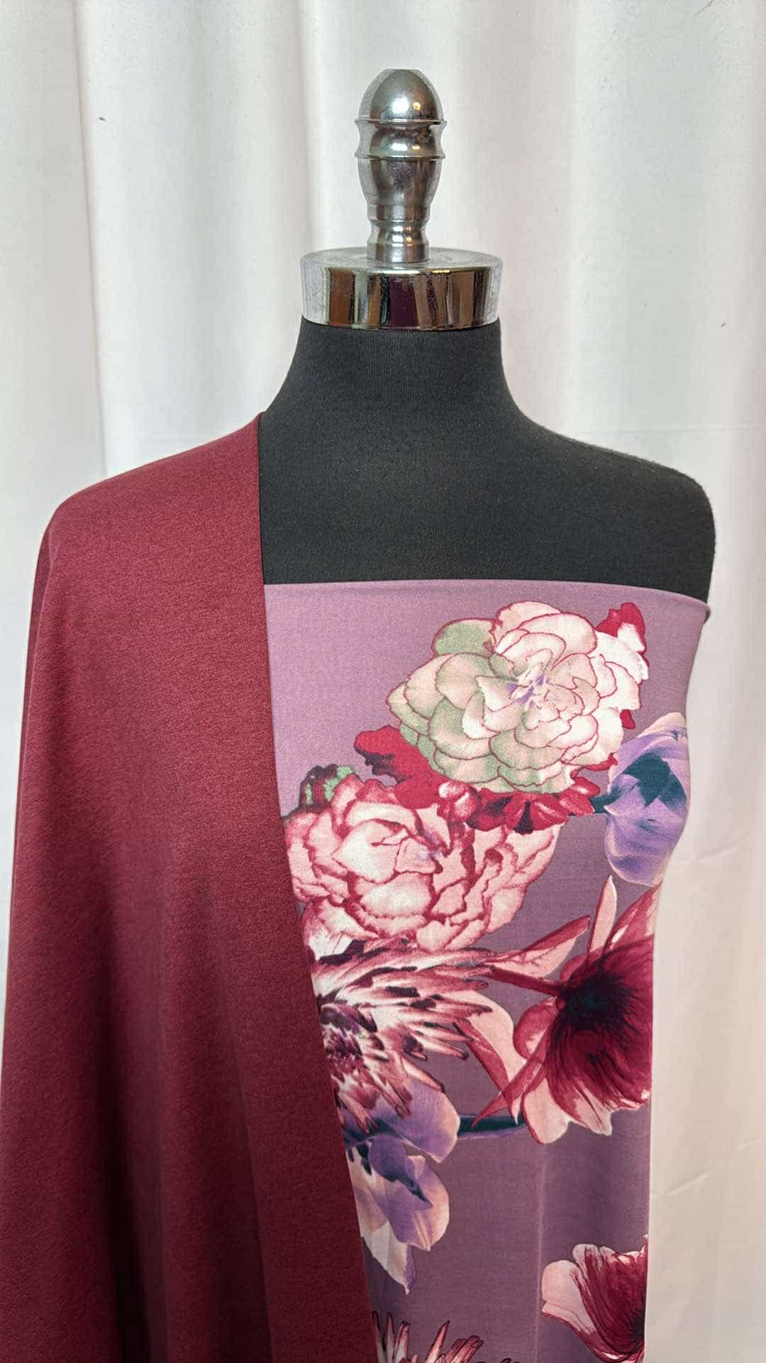 BORDEAUX/LAVENDER FLORAL BUNDLE : 1+YD Bordeaux Peached PF & 2YD Lavender Floral ITY : A26935