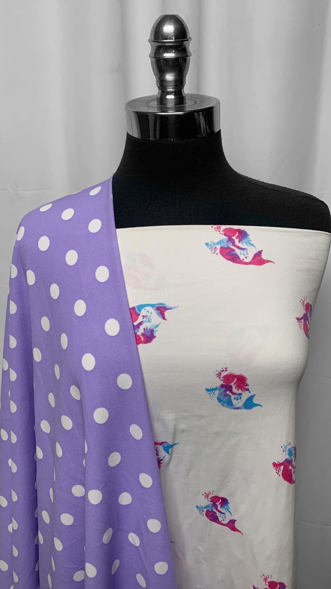 MERMAID/POLKA DOT BUNDLE : 2YD Mermaid DBP & 2YD Polka Dot Crepe Scuba : A25219