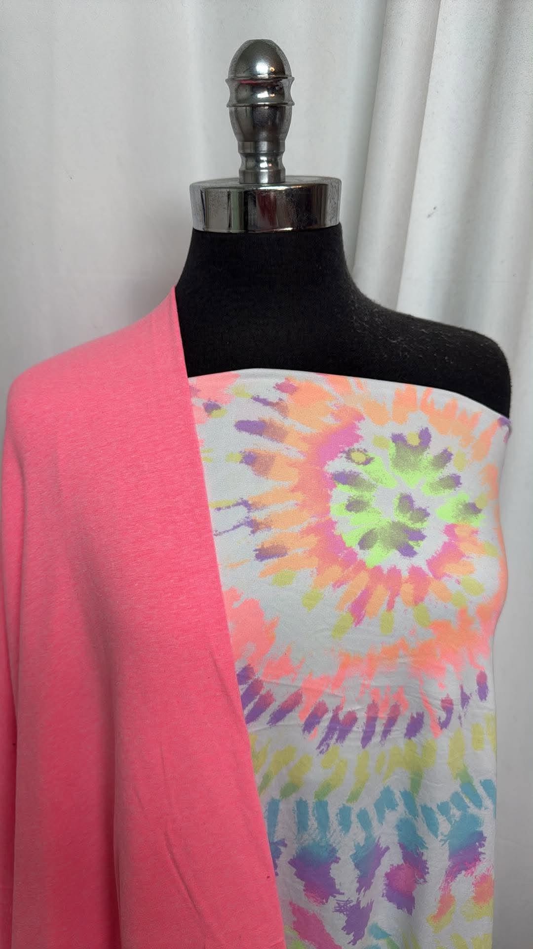 NEON TIE DYE BUNDLE : 1YD Neon Tie Dye DBP & 1.5YD Pink C/P/S Jersey : A30991