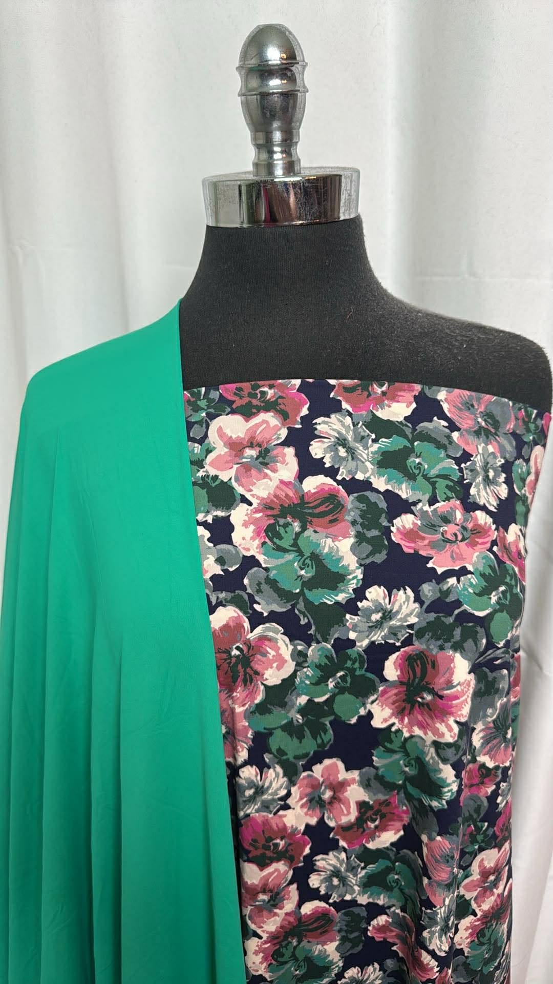 GREEN/NAVY FLORAL BUNDLE : 2YD Navy Floral N/S Swim & 2YD Green N/S Swim : A30367