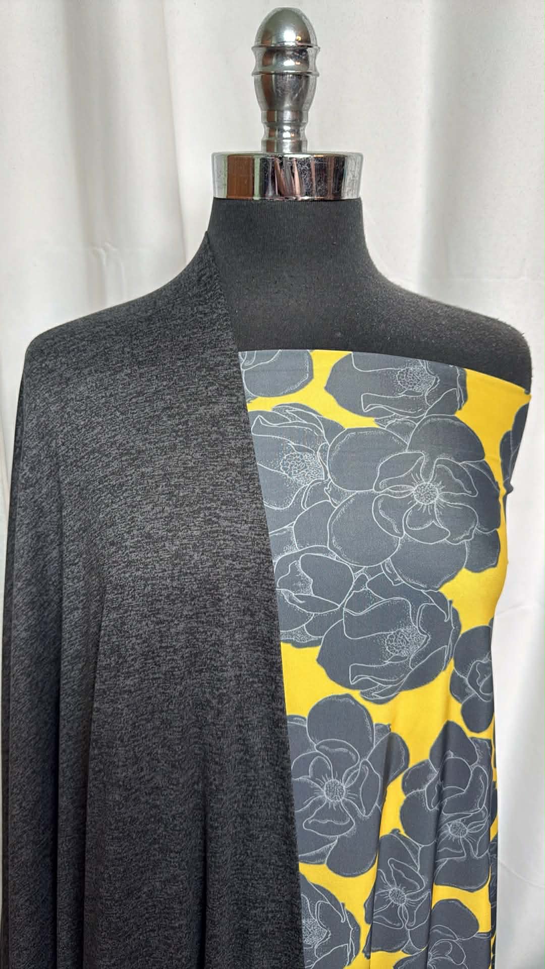 CHARCOAL/YELLOW FLORAL BUNDLE : 2YD Yellow Floral N/S Swim & 2YD Charcoal 2-Tone Featherweight PF : A29625