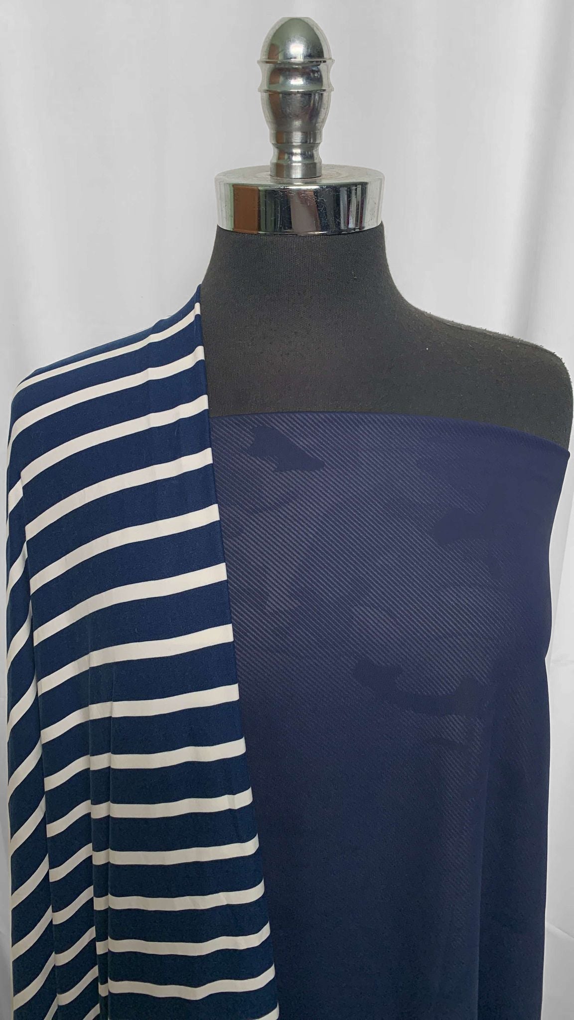 NAVY CAMO/STRIPE BUNDLE : 1.5YD Navy Stripe SBP & 1.5YD Navy Camo Brushed-Back PF : A25738