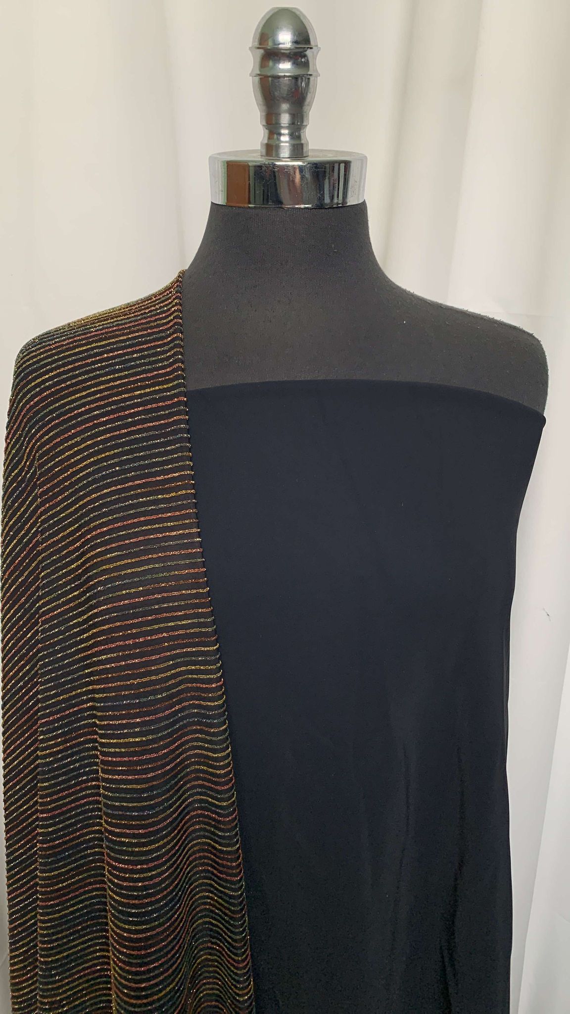 BLACK/GLITTER STRIPE BUNDLE : 2YD Glitter Stripe P/S & 2YD Black Italian Poly Elastane : A25763