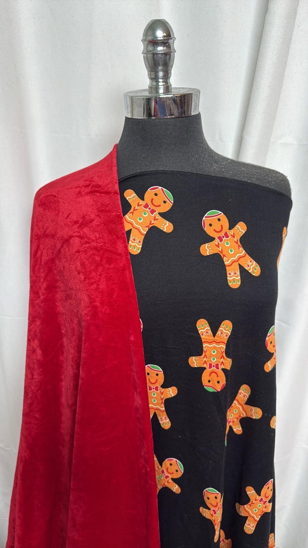RED/GINGERBREAD BUNDLE : 2YD Red Knit Corduroy & 1YD Gingerbread DBP : A30601