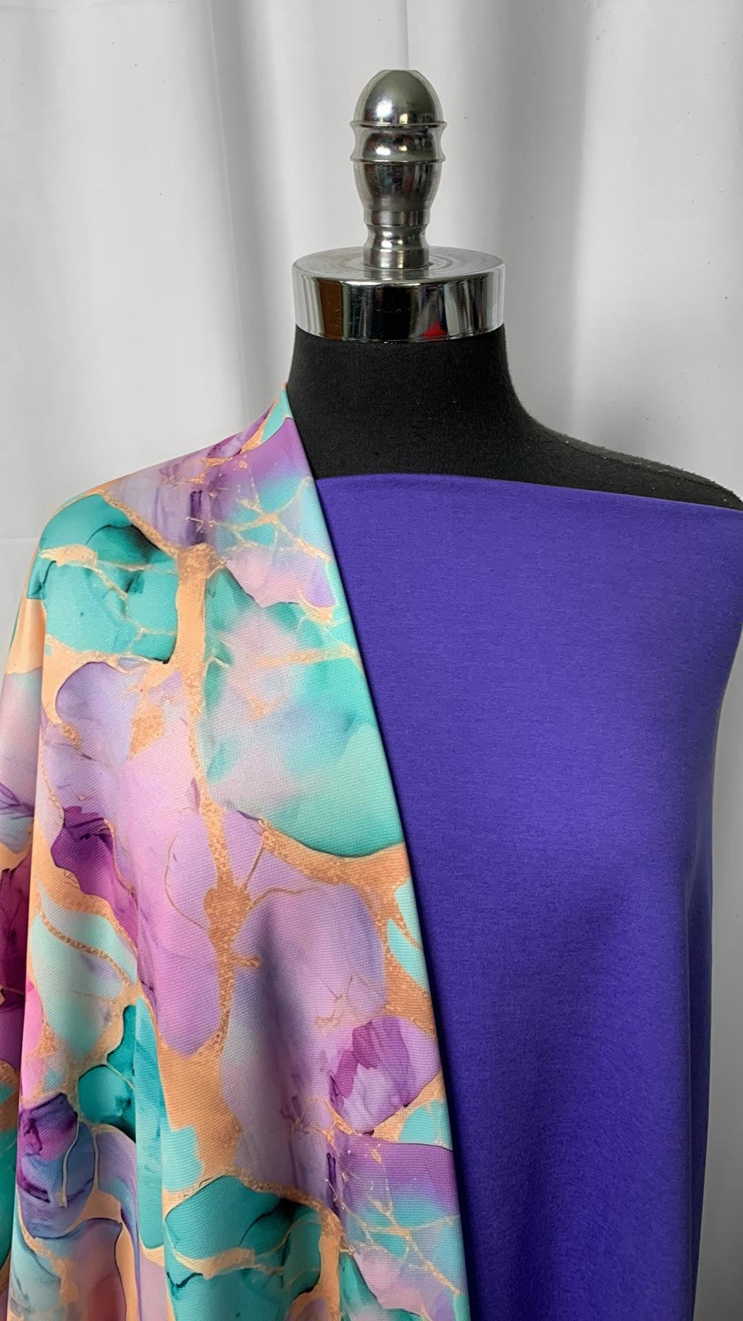 PURPLE FLEECE MARBLE BUNDLE : 2YD Aqua/Purple Marble Sport Fleece & 2YD Soft Purple Peached PF : A1330