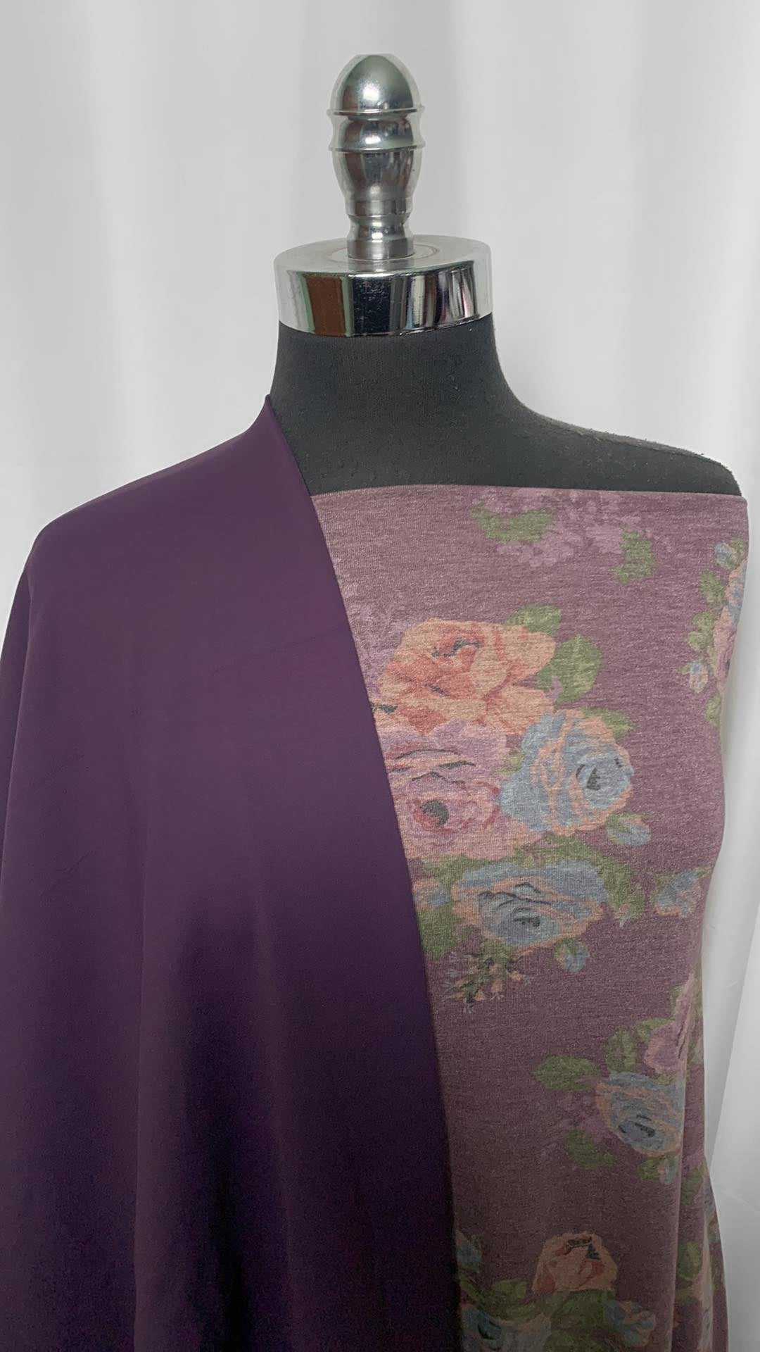 EGGPLANT/FLORAL BUNDLE : 2YD Floral PRS Jersey & 2YD Eggplant Supplex : A2482