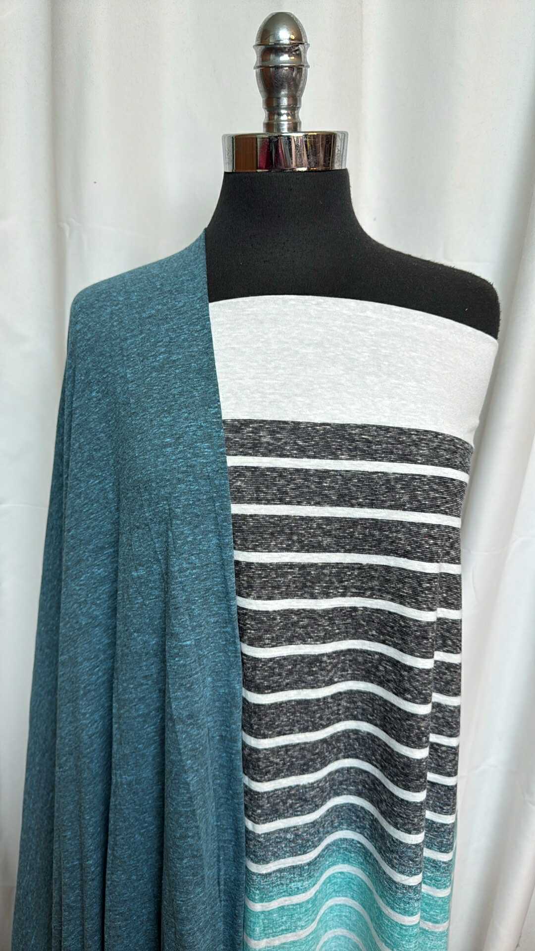 OMBRE STRIPE/TEAL BUNDLE : 2YD Ombre Stripe Triblend & 2YD Teal C/P Jersey : A28513