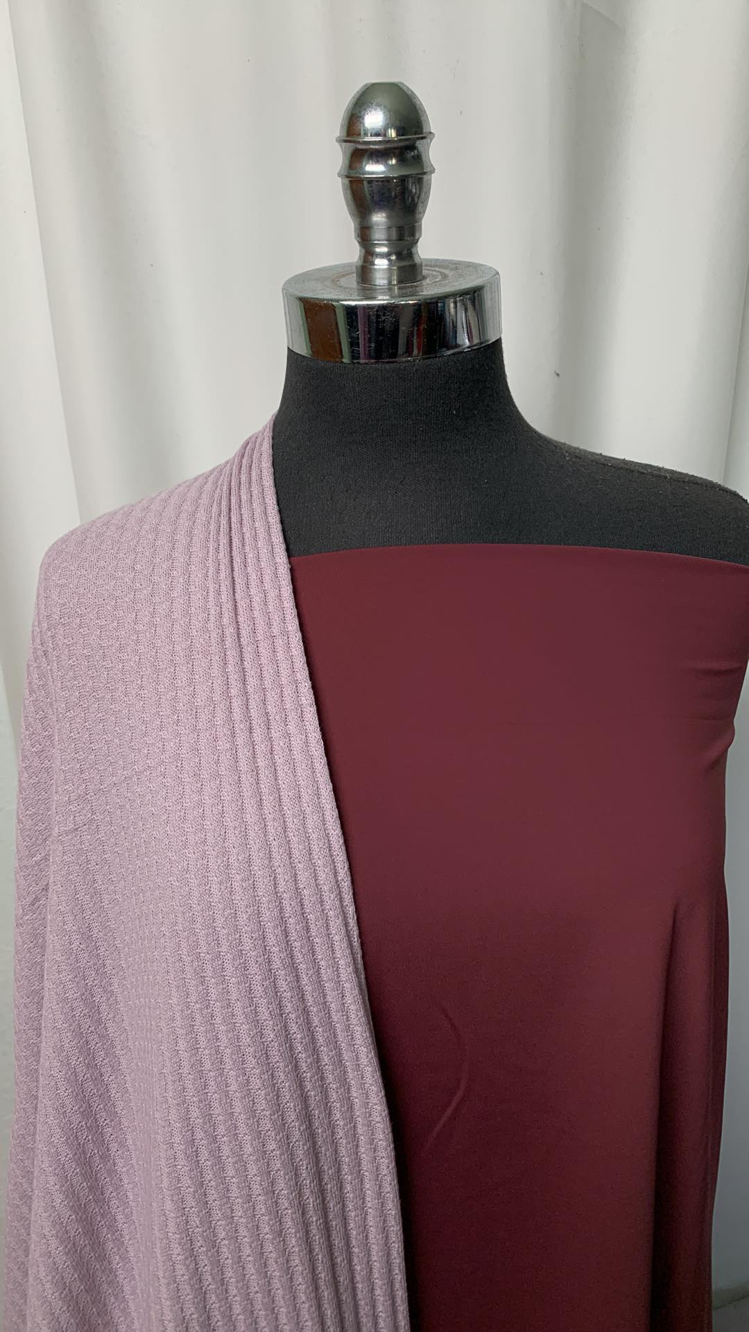 BURGUNDY/LAVENDER BUNDLE : 2YD Lavender Pointelle & 2YD Burgundy Yoga PF : A1694