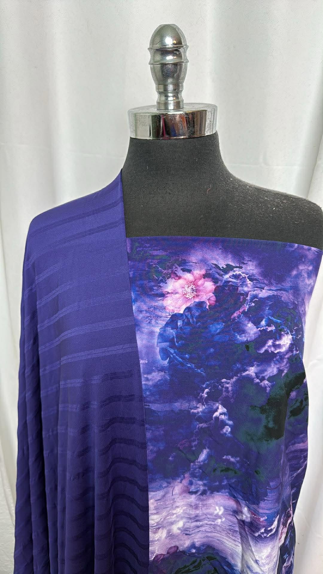 PURPLE STRIPE/STORM BUNDLE : 2YD Purple Stripe Dri Fit & 1.5YD Storm Stretch Boardshort : A30290