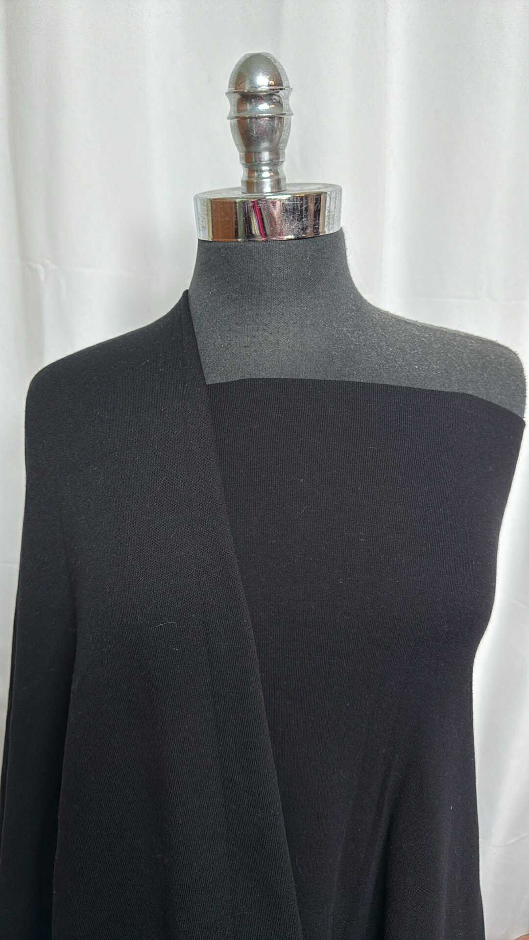 DOUBLE BLACK BUNDLE : 3YD Black Sweatshirt Fleece (72" Wide) & 2YD Black Cotton Rib : A28935