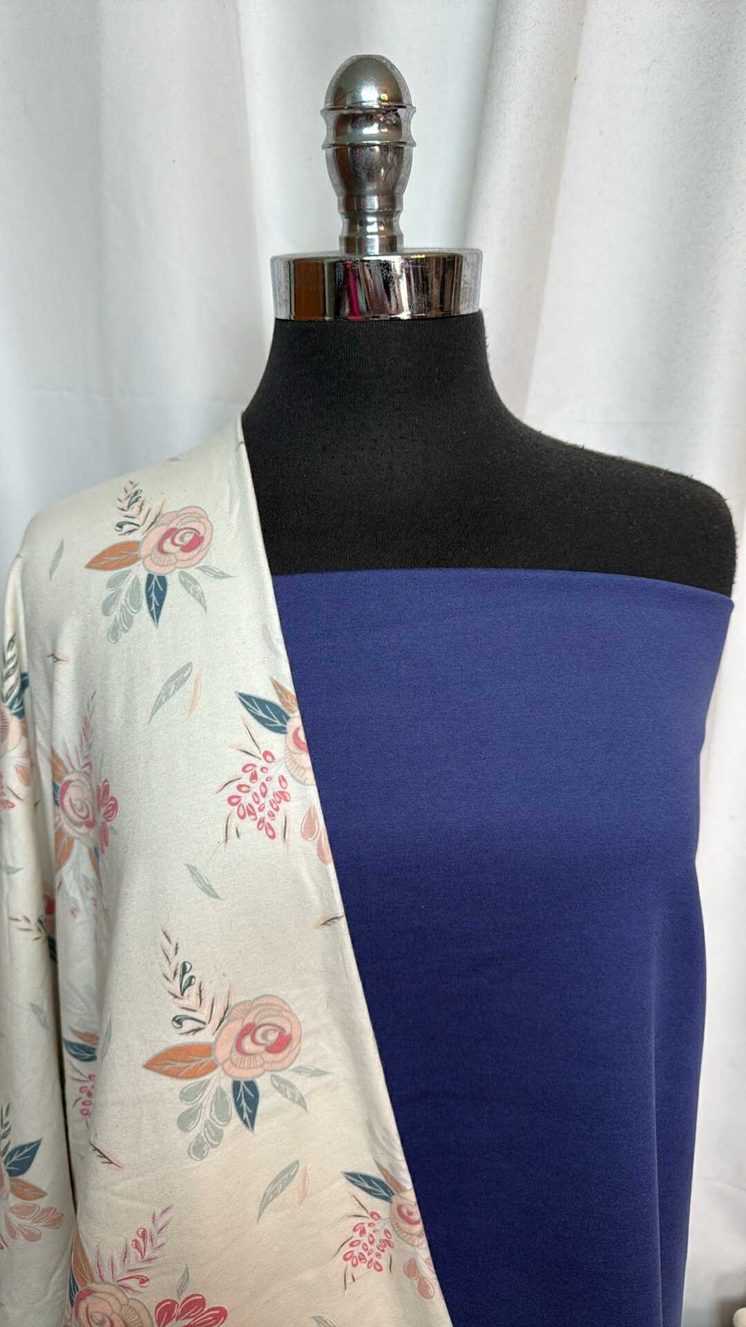 ETERNAL BLUE/ART GALLERY FLORAL BUNDLE : 1+YD Eternal Blue Peached PF & 35" Cut of Floral AGF C/S : A28820