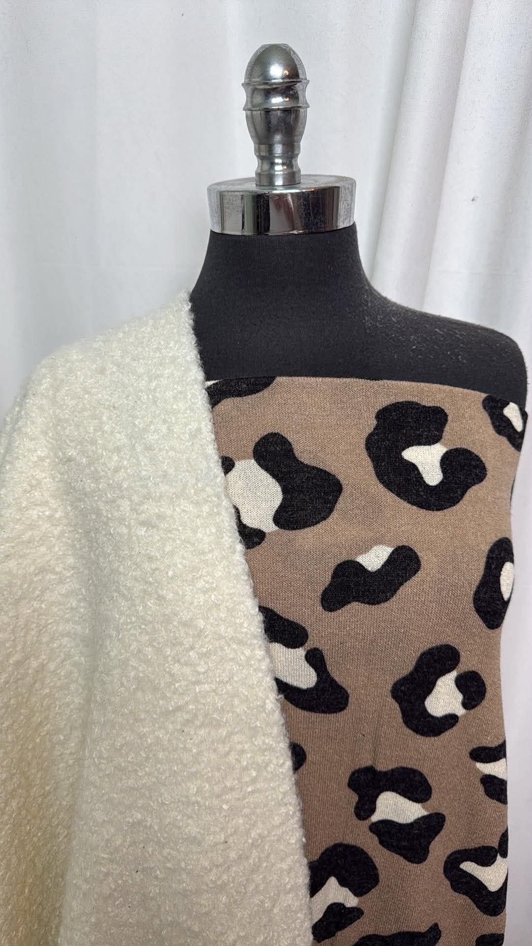 LEOPARD/IVOY POODLE BUNDLE : 2.5YD Leopard Hacci SK & 2YD Ivory Poodle : A31051