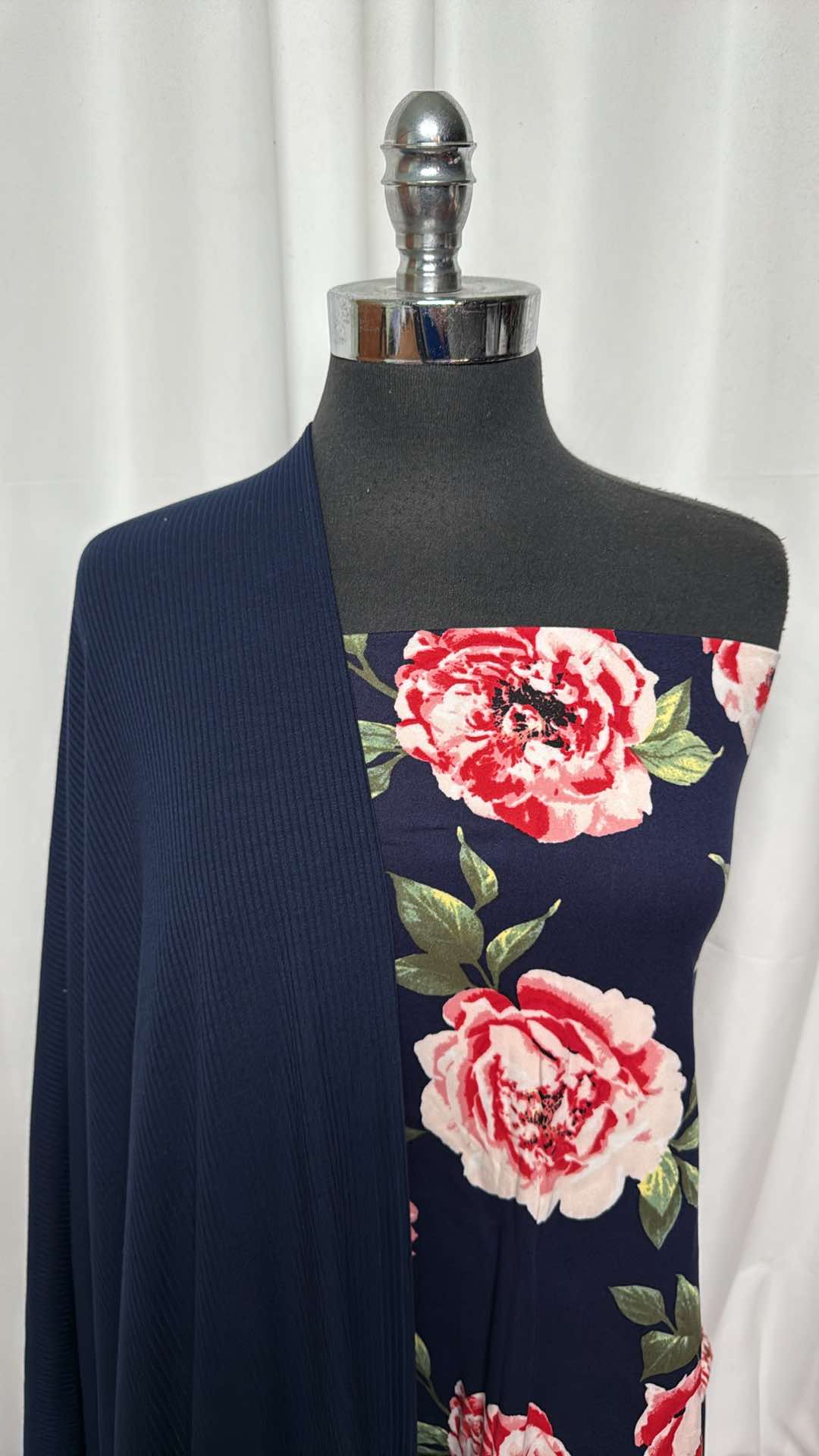 NAVY FLORAL BUNDLE : 2YD Navy R/S Rib & 2YD Navy Floral DBP : A26883