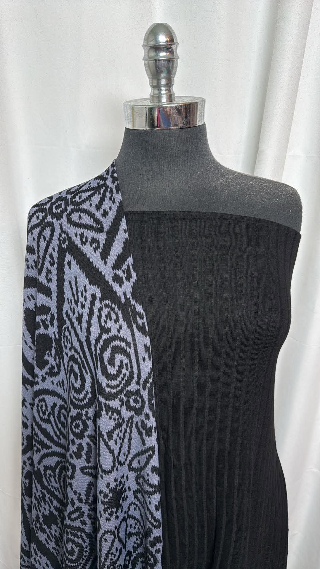 BLACK/BLUE SWEATER BUNDLE : 2YD Black Wide Rib R/S & 2YD Black/Blue Ana Sweater : A30602