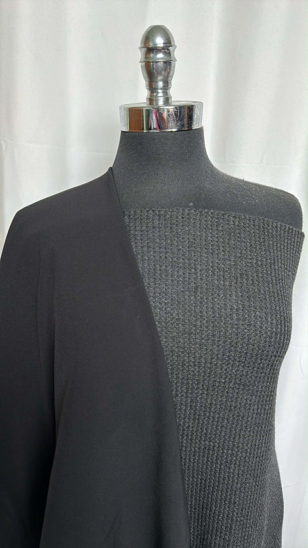 BLACK/CHARCOAL BUNDLE : 2YD Black Softshell & 1+YD Charcoal Cotton Thermal : A29376