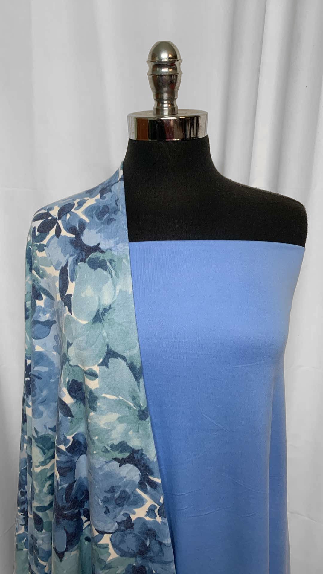 LIGHT BLUE/FLORAL BUNDLE : 2YD Light Blue Featherweight PF & 1YD Blue Floral PRS FT : A25957