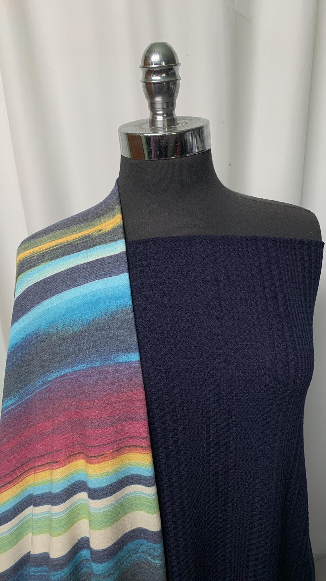 FANCY/STRIPE BUNDLE : 2YD Stripe PRS FT & 2YD Navy Fancy Waffle : A1706
