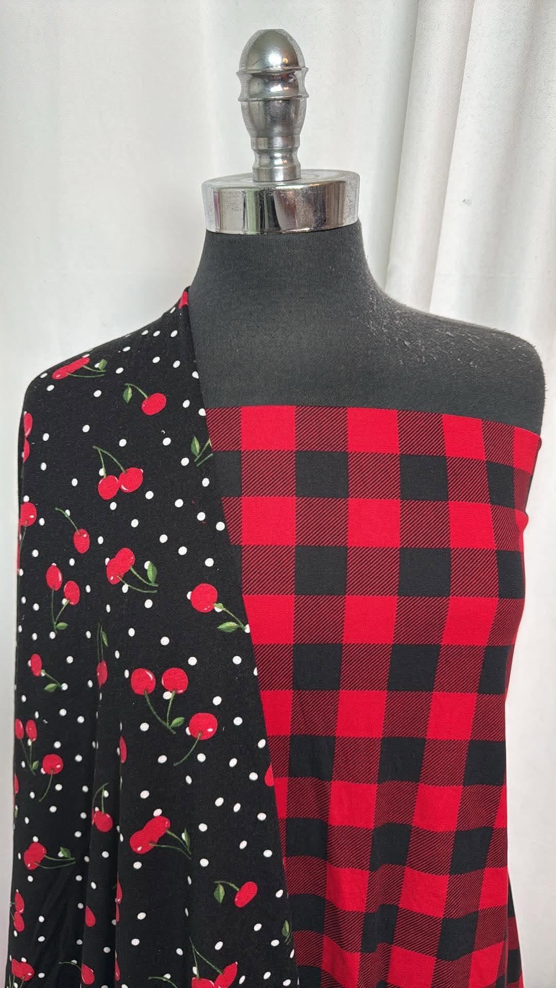 CHERRIES/PLAID BUNDLE : 1YD Cherries PRS FT & 2YD Plaid DBP : A31016