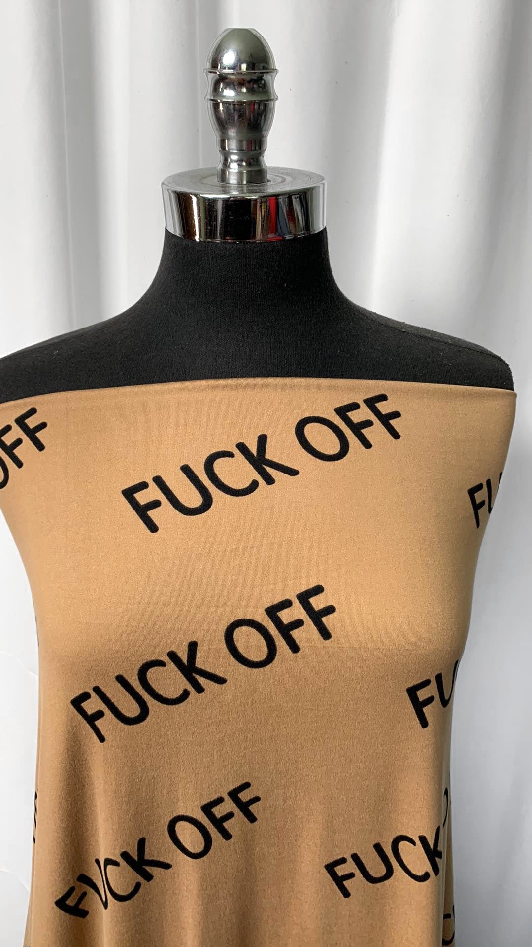 Beige F' Off - Double Brushed Poly Spandex - By the Yard