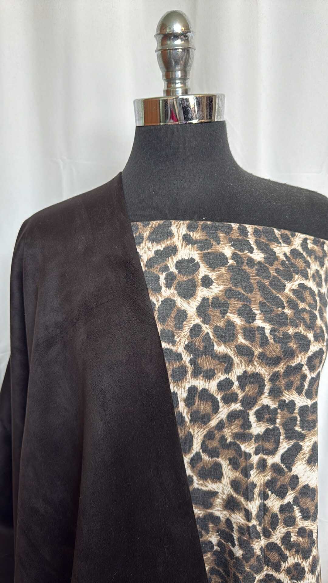 LEOPARD/BLACK SUEDE BUNDLE : 3YD Leopard PRS Jersey & 1.5YD Black Suede Scuba : A28911