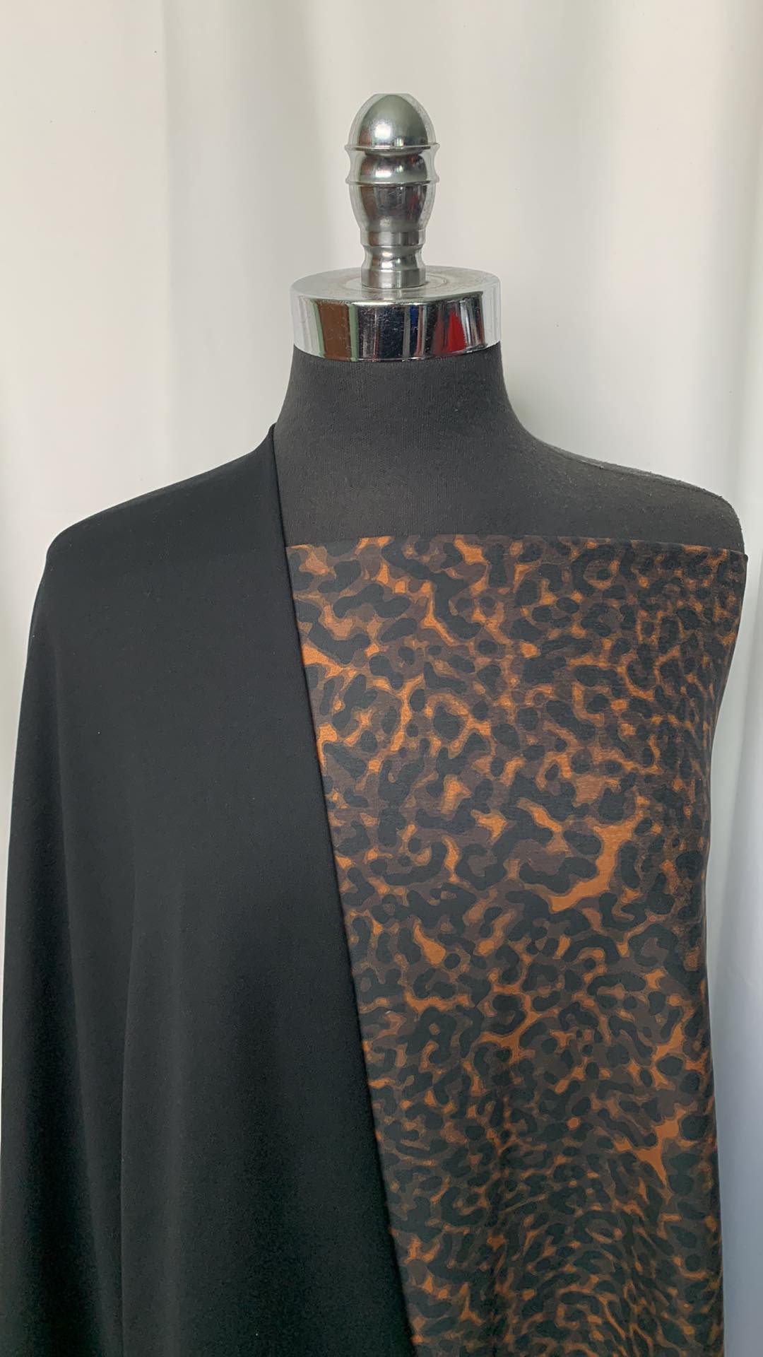 BLACK/LEOPARD BUNDLE : 1.5YD Leopard Peached PF & 2YD Black Peached PF : A1976