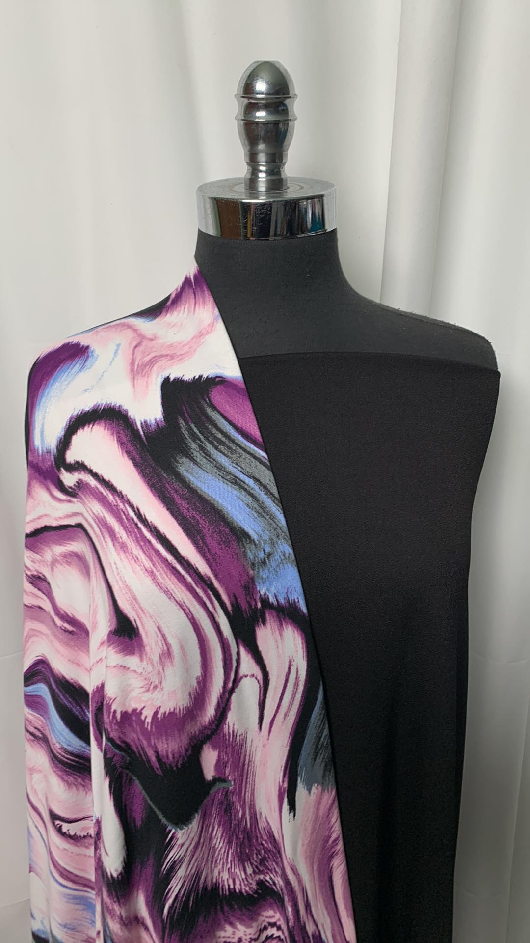 BLACK/PURPLE SWIRL BUNDLE : 2YD Black Crepe Scuba & 2YD Purple Swirl DBP : A2226