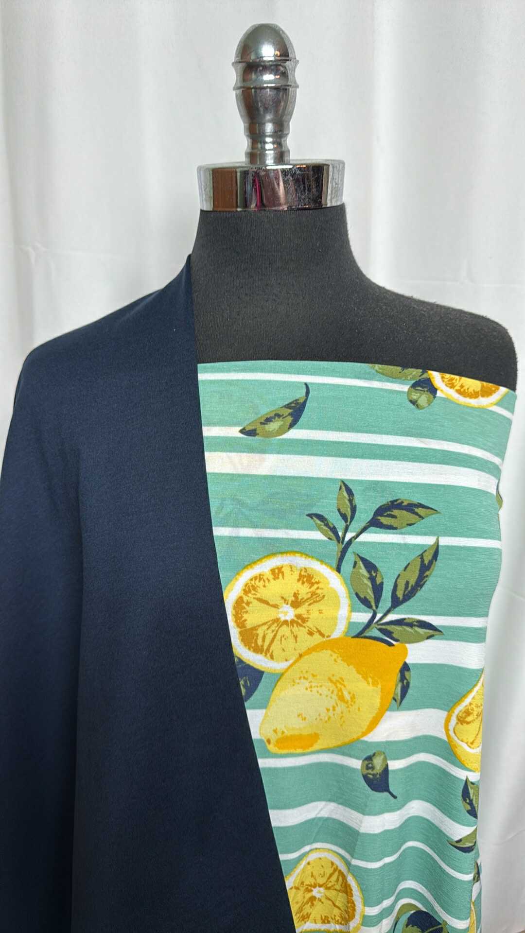 NAVY/LEMONS BUNDLE : 1YD Navy Peached PF & 1+YD Lemons Bulgari : A28966
