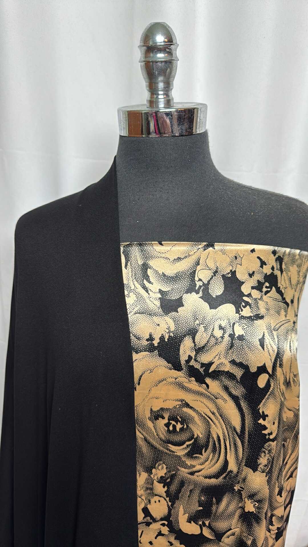 BLACK/SATIN FLORAL BUNDLE : 2YD Floral Poly Satin & 2YD Black DBP : A29062