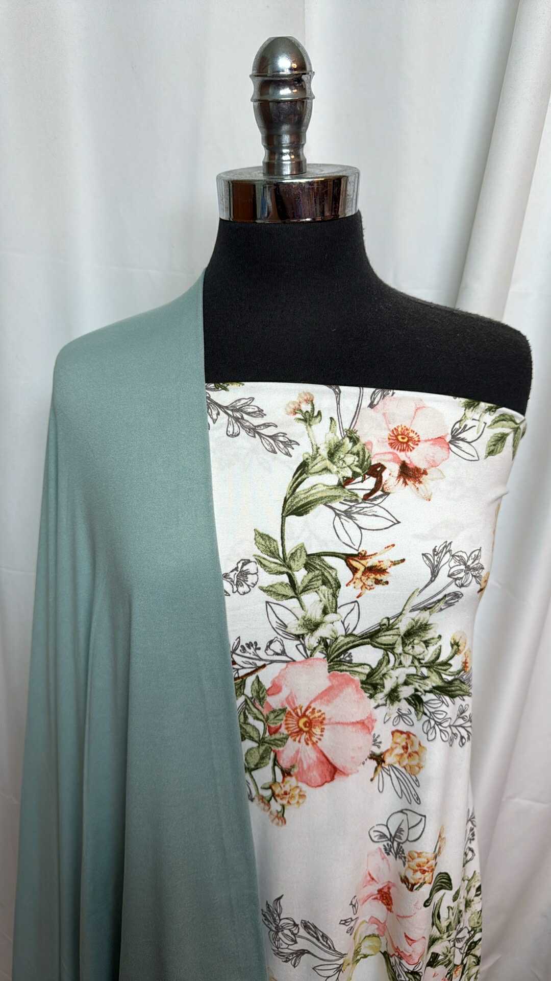 MINT/IVORY FLORAL BUNDLE : 1.5YD Ivory Floral DBP & 1.5YD Mint DBP : A27598