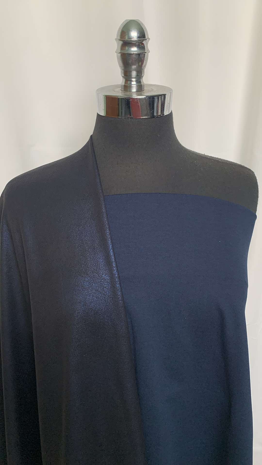 NAVY/FOIL BUNDLE : 30" Cut of Navy Peached PF & 2YD Foil Scuba : A25874