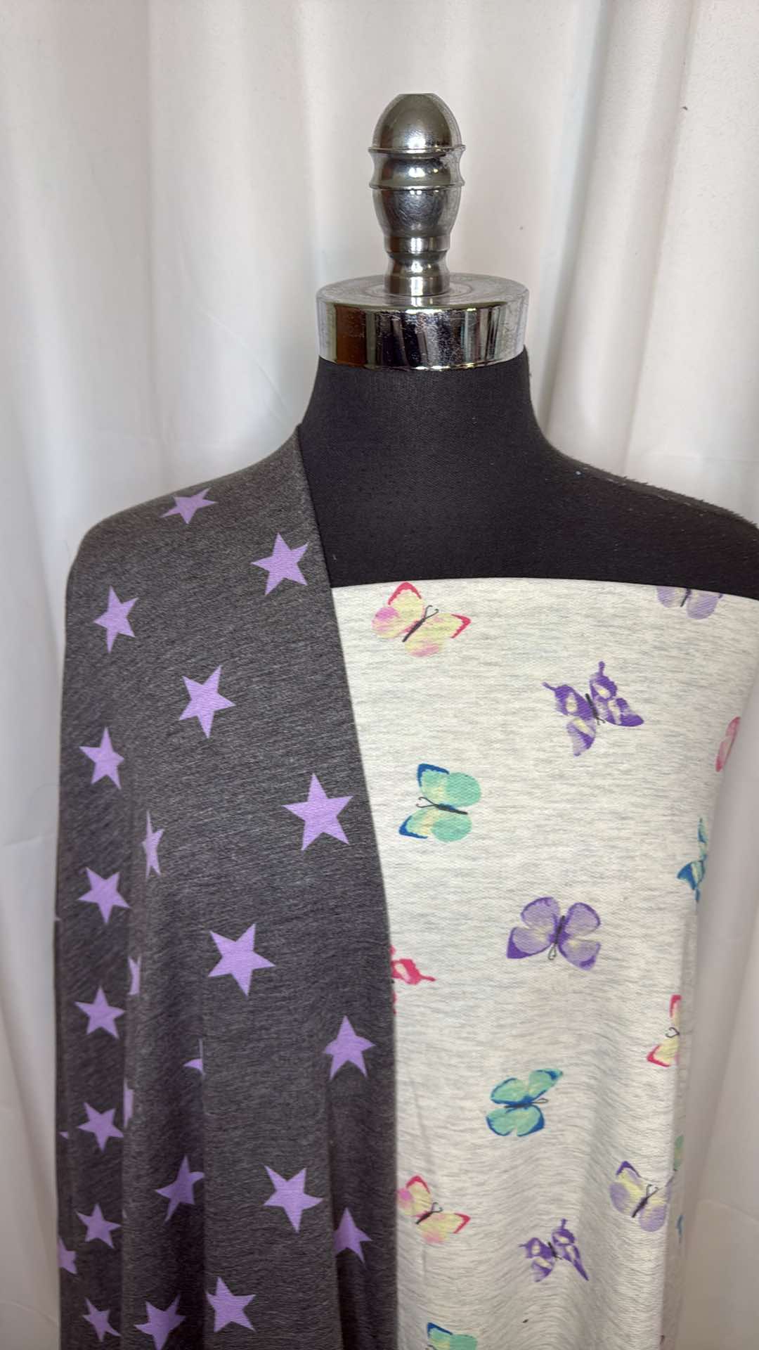 LILAC STAR/BUTTERFLY BUNDLE : 2YD Charcoal/Lilac Star FT & 2YD Butterfly FT : A26739