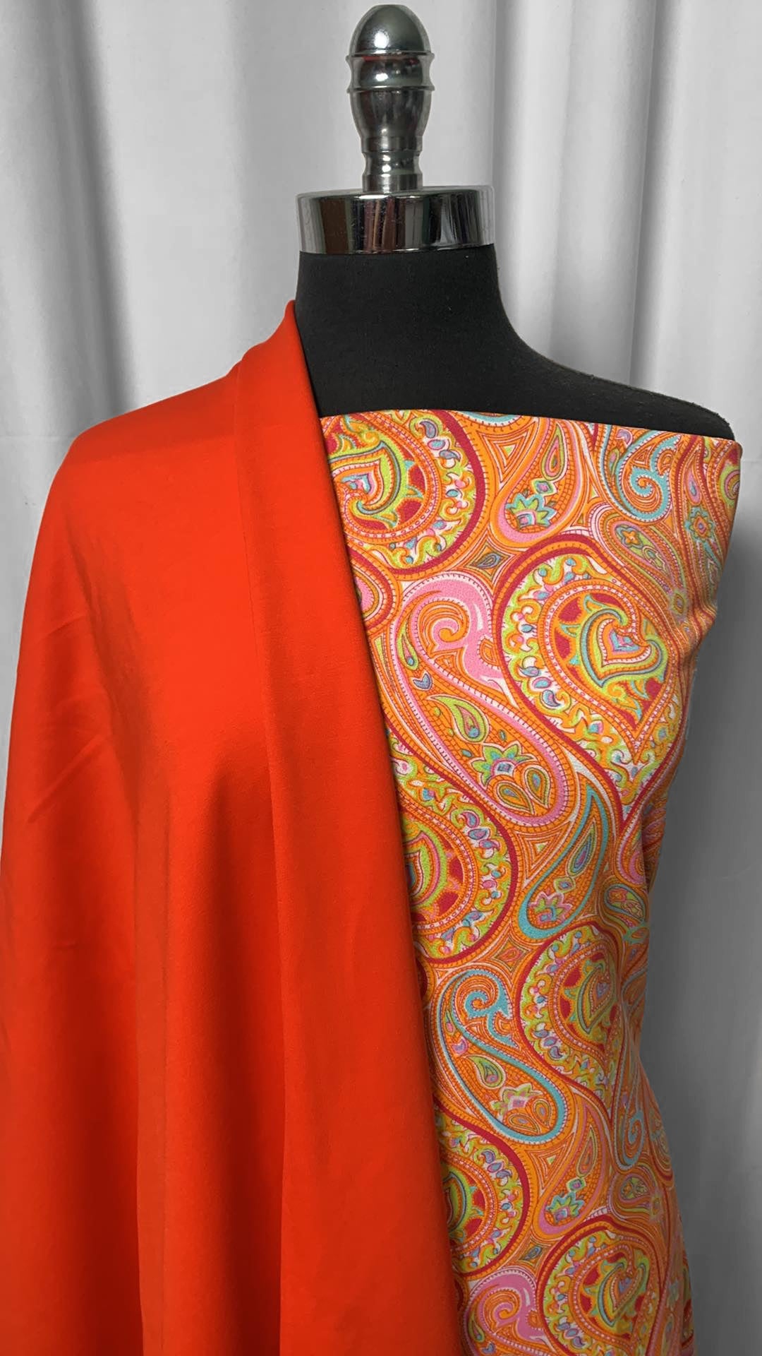 ORANGE PAISLEY BUNDLE : 2YD Paisley Poly/Span Crepe Jersey & 2YD Nylon Ponte : A2395