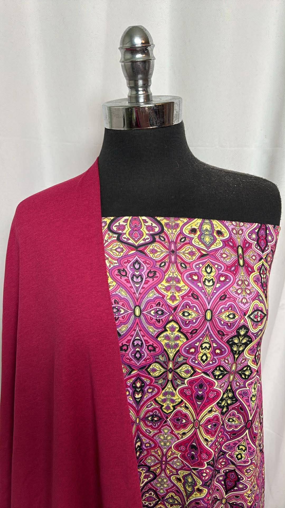 DRAGONFRUIT-SANGRIA/MOTIF BUNDLE : 2YD Pink/Yellow Motif Top-Weight PF & 2YD Dragonfruit/Sangria Peached PF : A30202