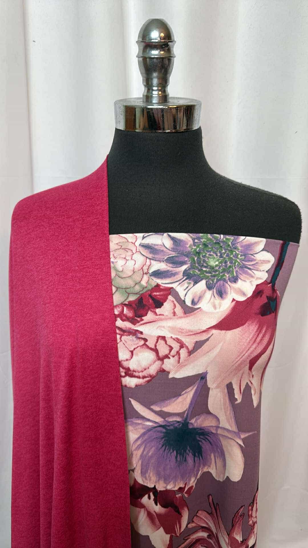DRAGONFRUIT/LILAC FLORAL BUNDLE : 2YD Dusty Lilac Floral ITY & 3YD Dragonfruit Featherweight PF : A26956