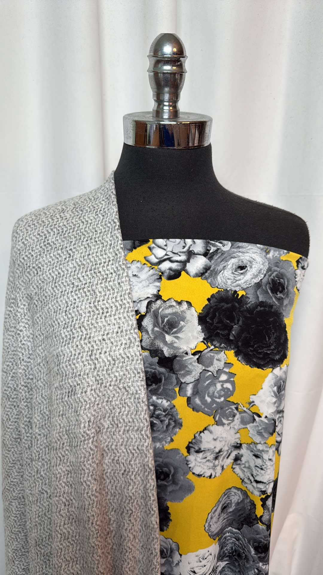 YELLOW FLORAL/SWEATER BUNDLE : 2YD Brushed Sweater Knit & 1.5YD Yellow Floral ITY : A26885