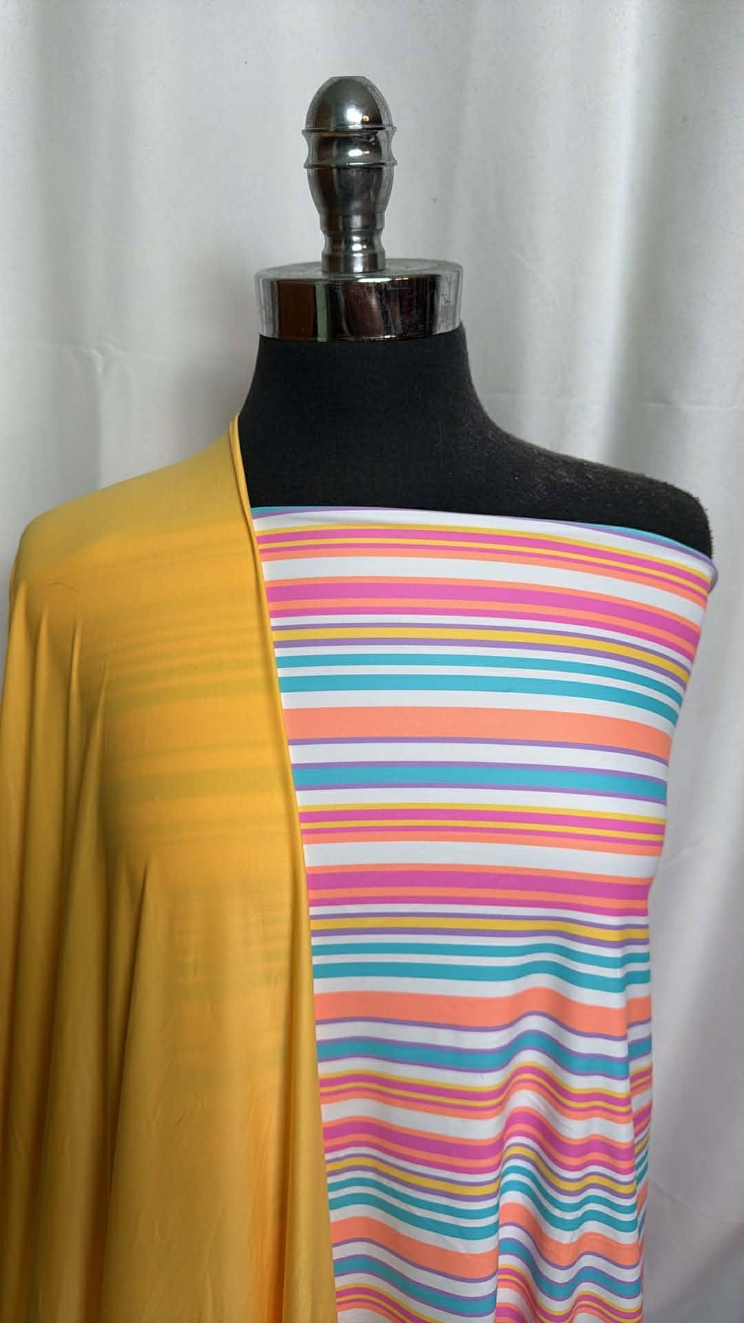 YELLOW/PASTEL STRIPE BUNDLE : 2YD Pastel Stripe N/S & 2YD Yellow N/S Swim Lining : A29931
