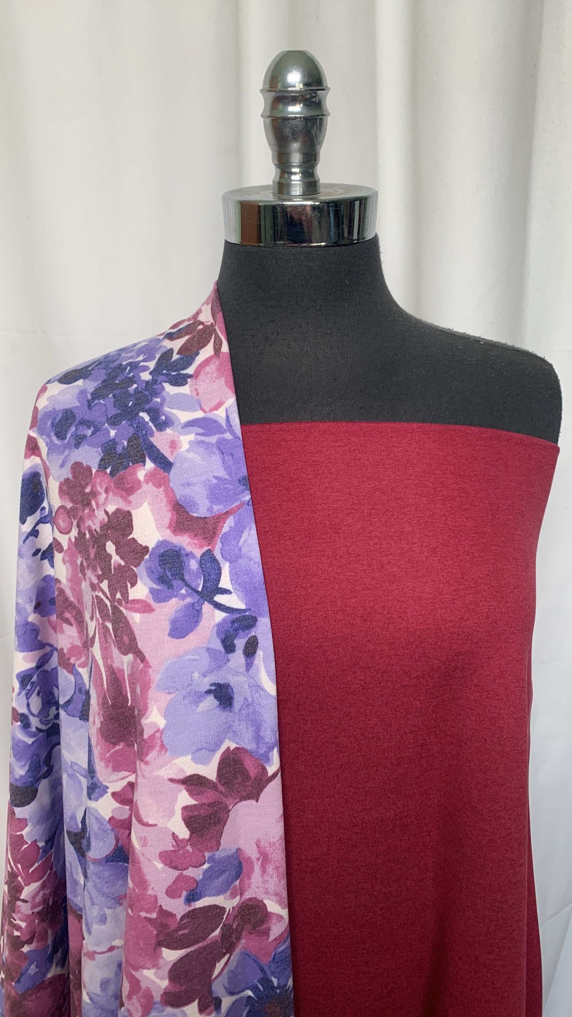 BURGUNDY/PURPLE FLORAL BUNDLE : 2YD Burgundy Peached PF & 2YD Floral PRS FT : A25653