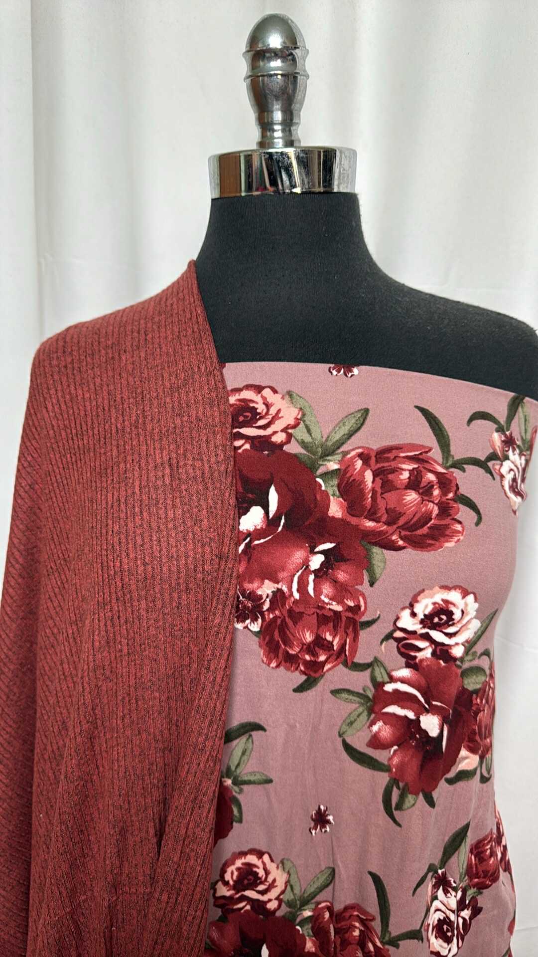 MAUVE FLORAL/RIB BUNDLE : 2YD Mauve Floral DBP & 2YD Brushed Rib Hacci SK : A29118